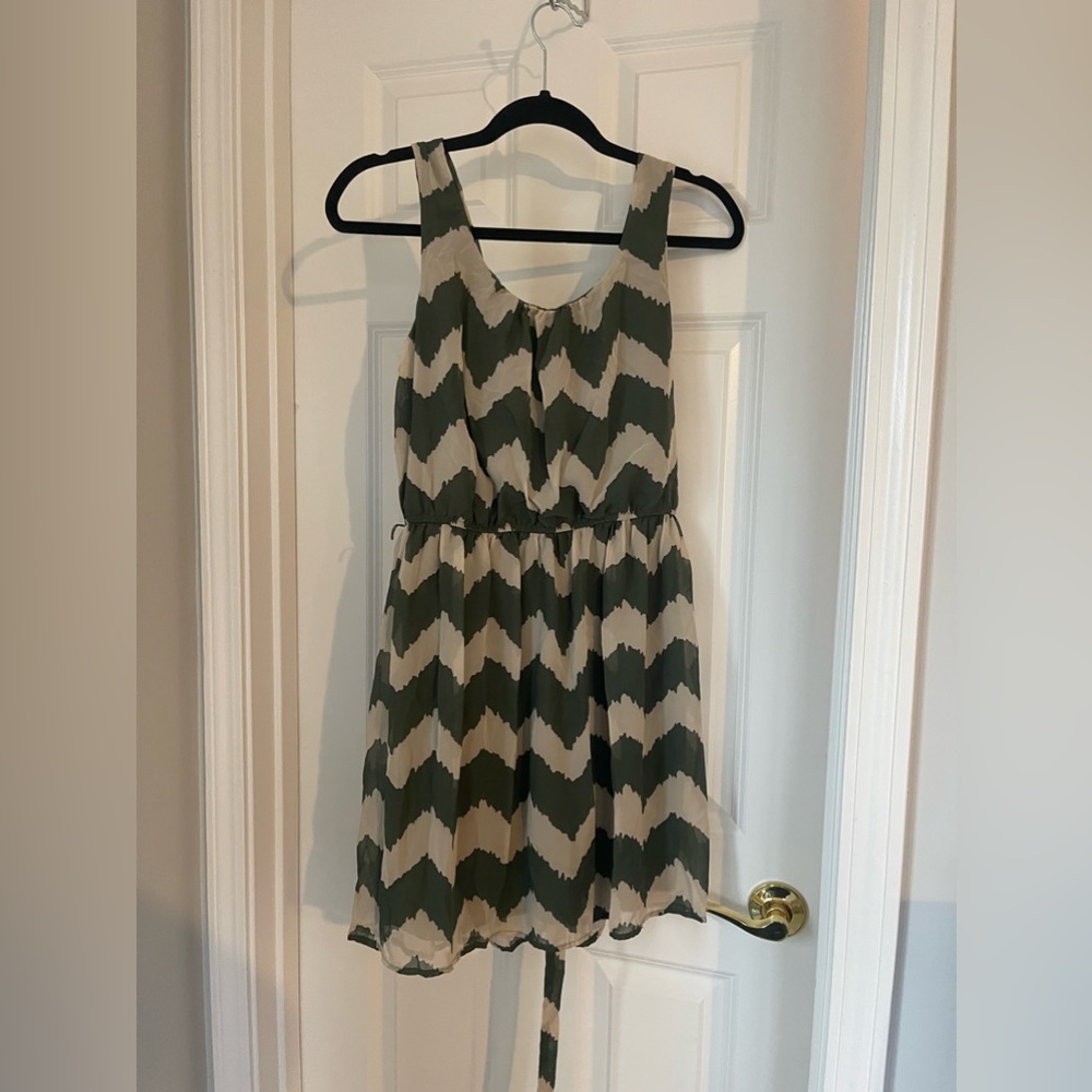 Green and cream dress
